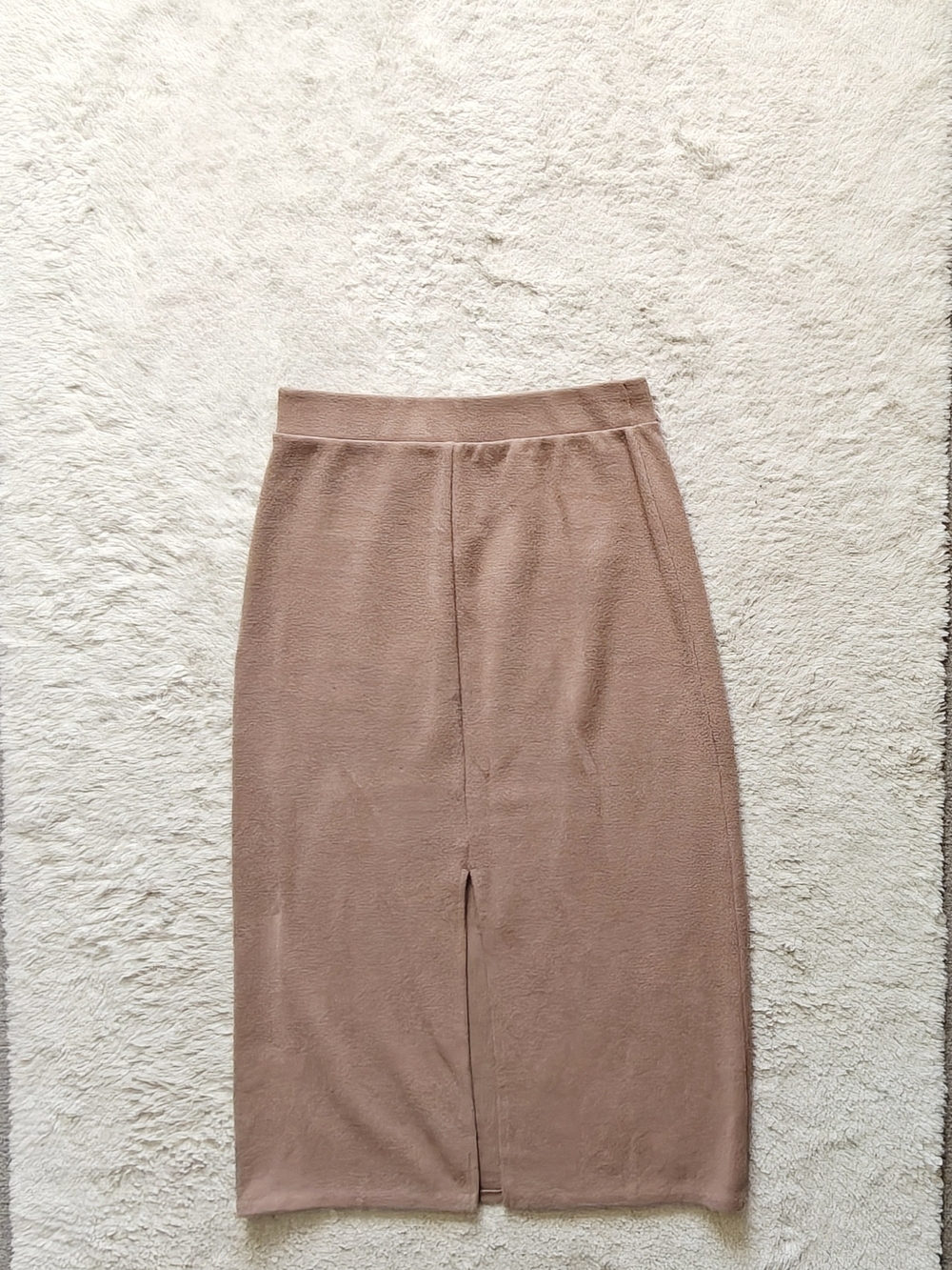 Old Navy Size M | Taupe Ribbed Knit Midi Pencil Skirt High Waisted w/ Back Slit - Picture 4 of 4